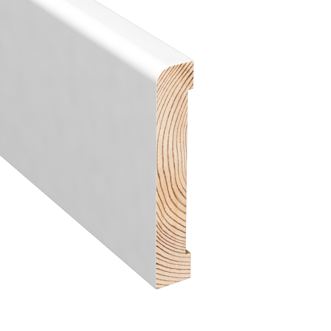 Golvsockel Slät Vit Furu 70 mm DURI